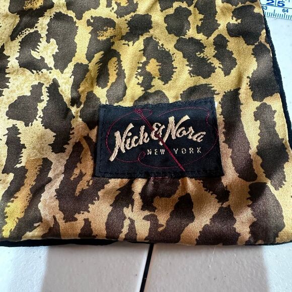 Nick & Nora Silk Leopard Print Scarf‎ Black Luxurious Velvet Romantic Designer - Picture 9 of 9